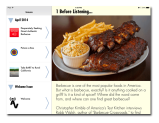 Menu of first issue of American Voices