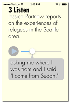 Listening to the piece with scrolling transcript